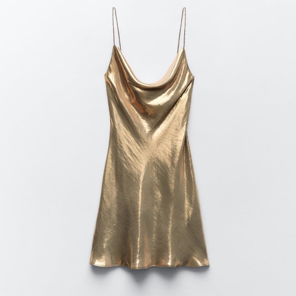 NEW Zara gold metallic dress